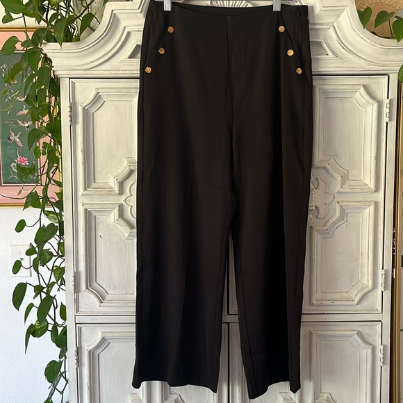 NWOT Black High Waisted Wide Leg Sailor Pants Size 1X - Picture 5 of 11